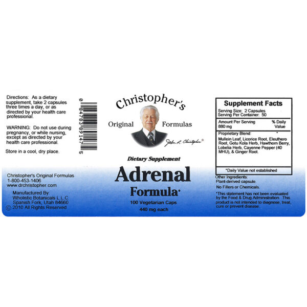 Christopher's Original Formulas - Adrenal Formula - 100 Capsules - Image 2