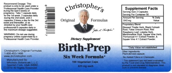 Christopher's Original Formulas - Birth-Prep Capsule 100 ct. - Image 2