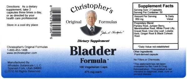 Christopher's Original Formulas - Bladder Formula Capsule 100 ct. - Image 2