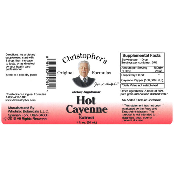 Christopher's Original Formulas - Hot Cayenne Extract 200,000 H.U. - 1 oz. - Image 2