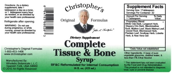 Christopher's Original Formulas - Complete Tissue & Bone Syrup 4 oz. & 16 oz. - Image 2