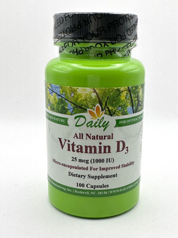 Daily Manufacturing - Vitamin D3-1000 - 100 Capsules