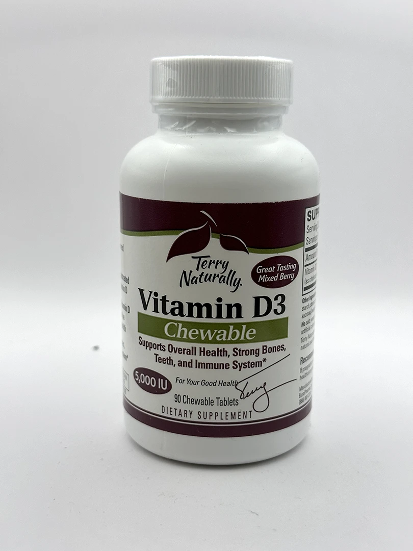Europharma/Terry Naturally Chewable Vitamin D3, 5000 IUs 90 Tablets