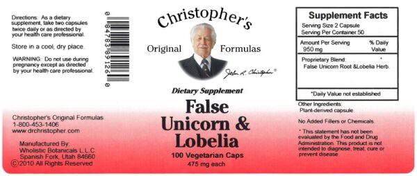 Christopher's Original Formulas - False Unicorn & Lobelia Capsule - 100 Capsules - Image 2