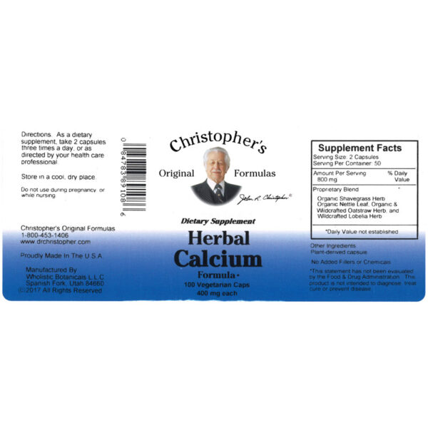 Christopher's Original Formulas - Herbal Calcium Capsule - 100 Capsules - Image 2