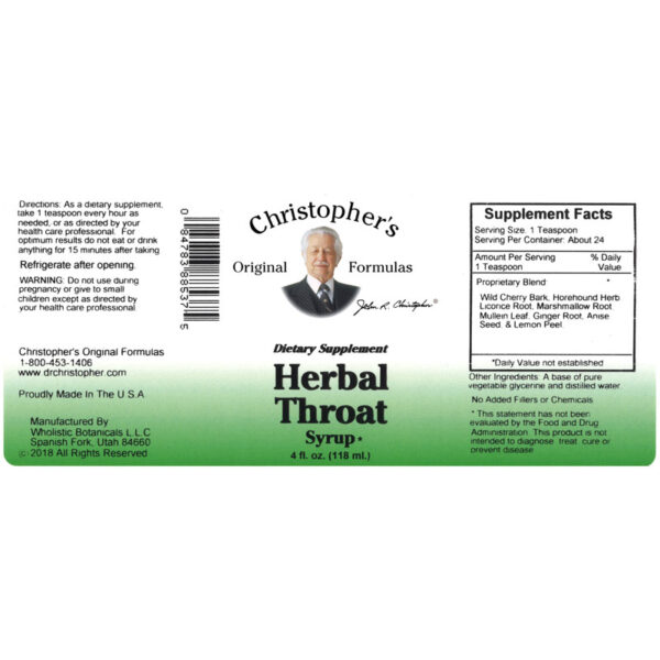 Christopher's Original Formulas - Herbal Throat Syrup - 4 fl. oz. - Image 2