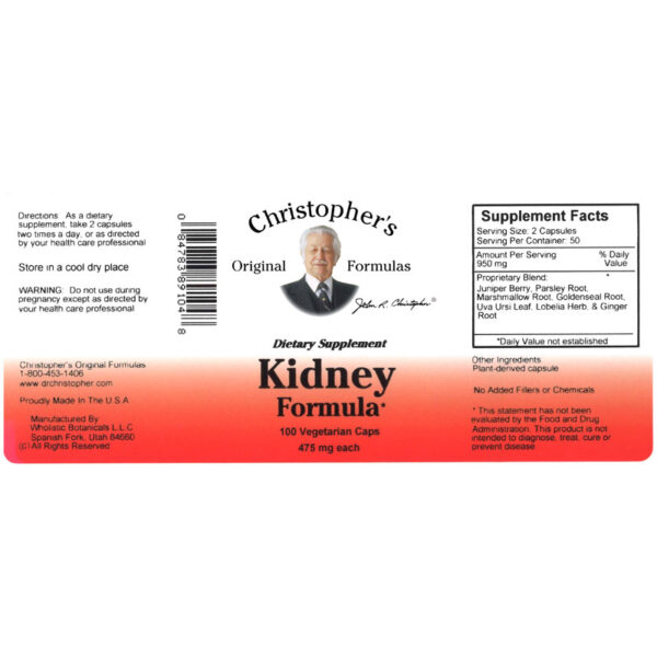 Christopher's Original Formulas - Kidney Formula Capsule - 100 Capsules - Image 2