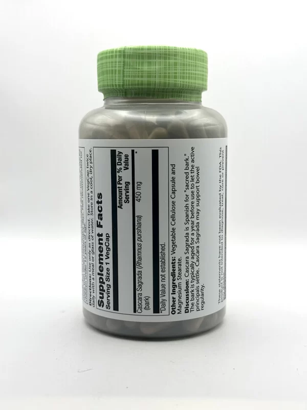 Solaray - Cascara Sagrada Capsules, 450 mg - 180 Capsules - Image 2