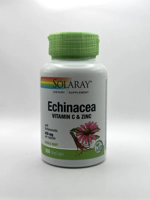 Solaray -  Echinacea with Vitamin C and Zinc Capsules, 425 mg - 100 VegCaps