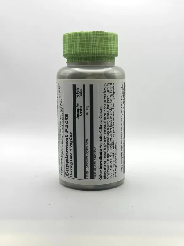 Solaray - Fennel Seed 450mg - 100 VegCaps - Image 2