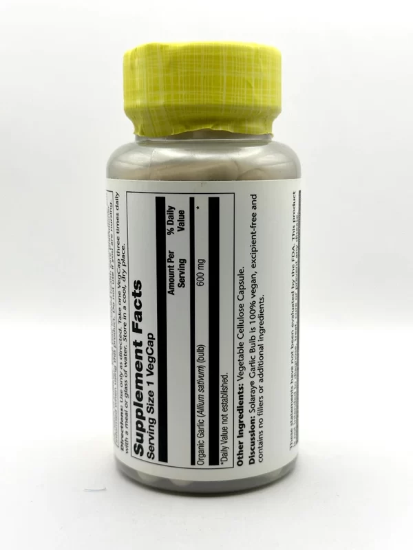 Solaray - Organic Garlic Bulb Supplement, 600 mg - 100 VegCaps - Image 2