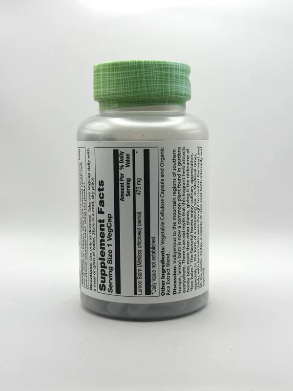 Solaray - Lemon Balm Herb, 400 mg - 100 VegCaps - Image 2