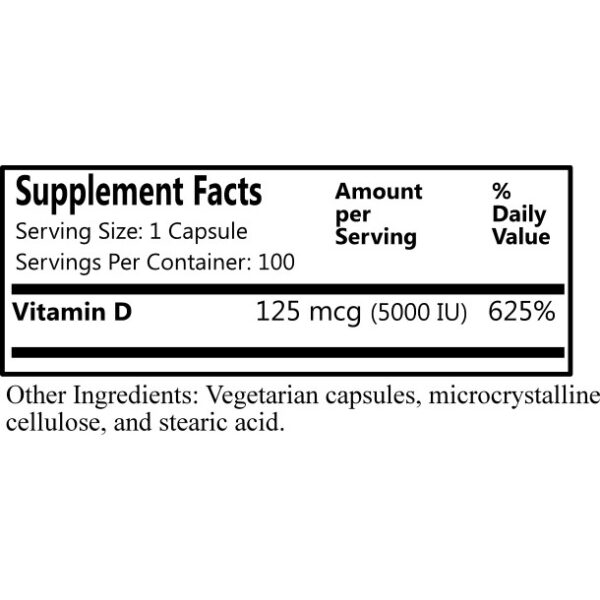 Daily Manufacturing - Vitamin D3-5000 - 100 Capsules - Image 2