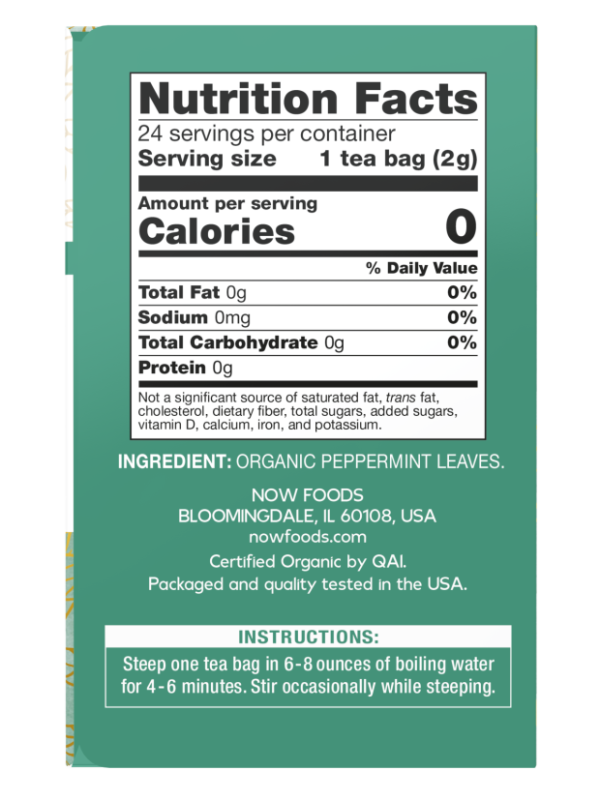 NOW - Peppermint Tea, Organic - Image 2