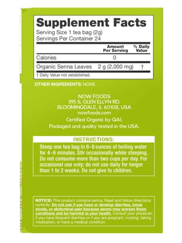 NOW - Senna Tea, Organic - Image 2