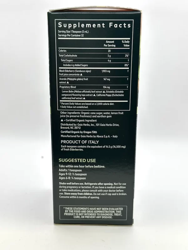 Gaia Black Elderberry Syrup (Nighttime) 5.4oz - Image 2