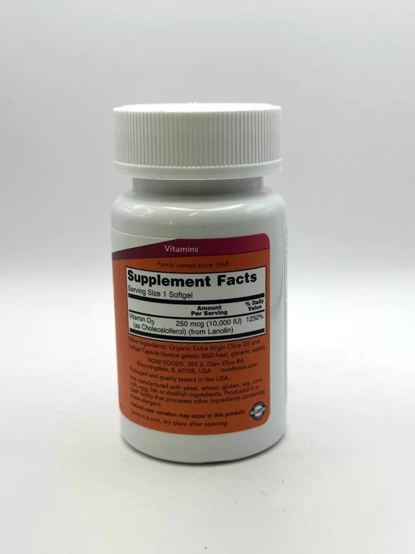 NOW - Vitamin D3 (10,000 IU) - Image 2