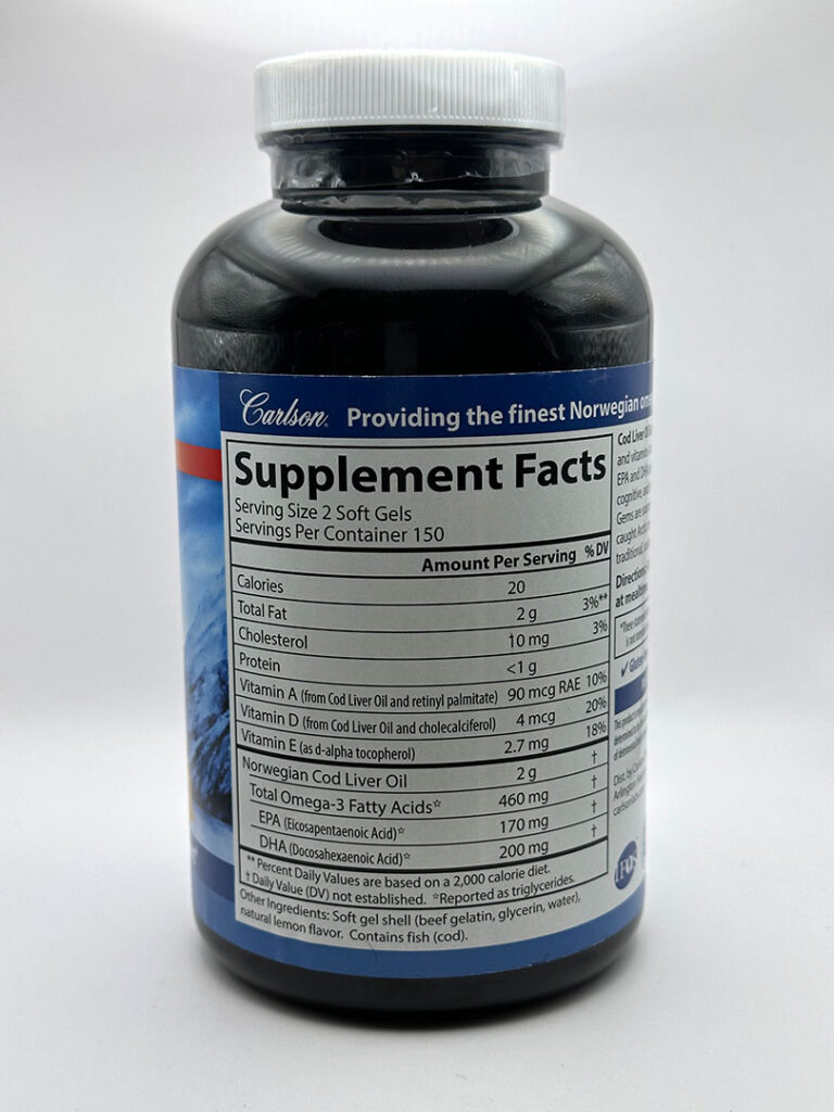 Carlson Cod Liver Oil Gems 300 Count Soft Gels G&W Herbs