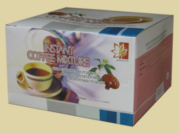 Instant Coffee Mixture - 15 Count - For Healthy Hair Skin & Nails with Ganoderma, Collagen and Kacip Fahtima
