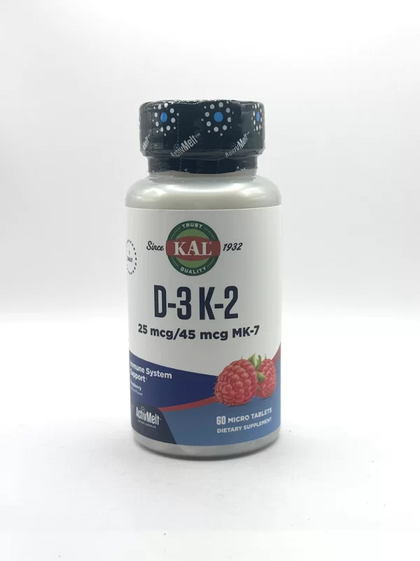 Kal - Vit. D3 (1000 IU), K2, MK7; Raspberry Flavor - 60 Lozenges