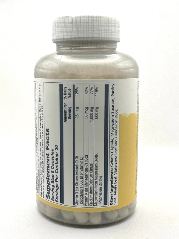 Solaray - Cal-Mag Citrate w/D3 & K2  2:1 ratio 180 VegCaps - Image 2