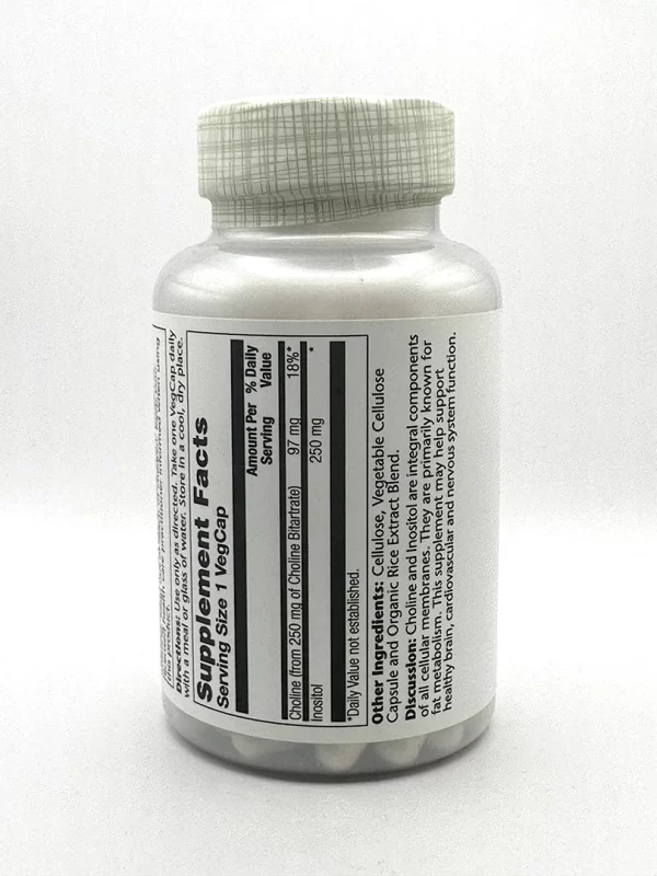 Solaray - Choline & Inositol 250mg 100 VegCaps - Image 2